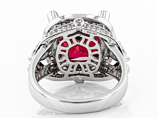 Pre-Owned Bella Luce ® 10.13CTW Lab Created Ruby And White Diamond Simulants Rhodium Over Silver Rin - Size 8