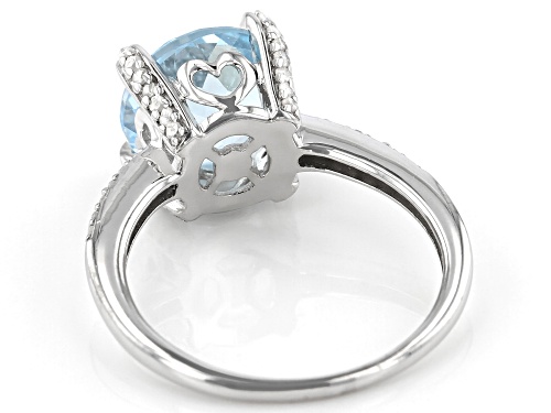 Pre-Owned 3.55ctw Round Sky Blue Topaz With 0.20ctw White Diamond Rhodium Over Sterling Silver Ring - Size 8