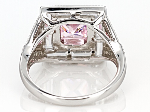 Pre-Owned Bella Luce®5.20ctw Pink and White Diamond Simulants Rhodium Over Sterling Silver Ring (3.8 - Size 5