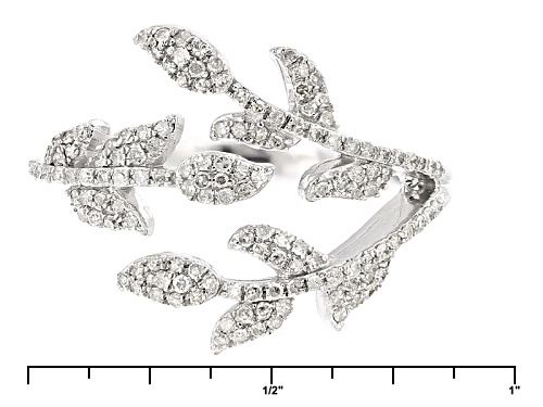Pre-Owned Park Avenue Diamonds ™.40ctw Round White Diamond 14k White Gold Leaf Ring - Size 5.5