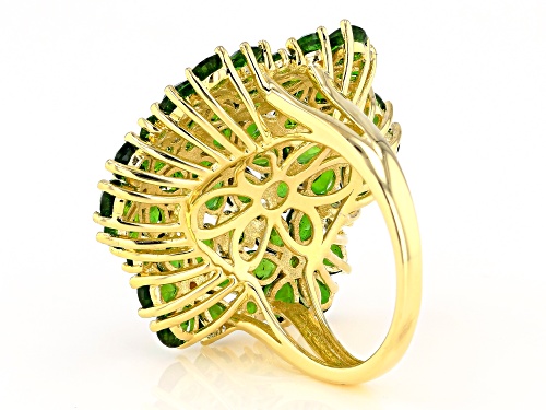 Pre-Owned 5.71ctw Pear Shape & .73ctw Round Chrome Diopside 18k Yellow Gold Over Silver Flower Ring - Size 7