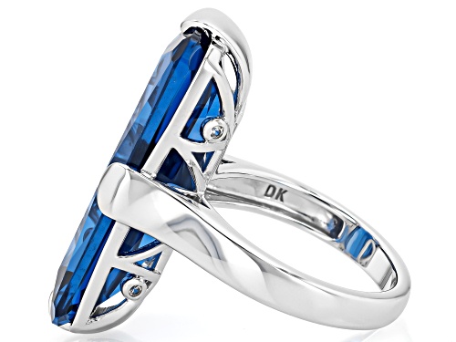 Pre-Owned 20.40ct Rectangular Lab Created Blue Spinel With .06ctw White Zircon Rhodium Over Silver R - Size 9