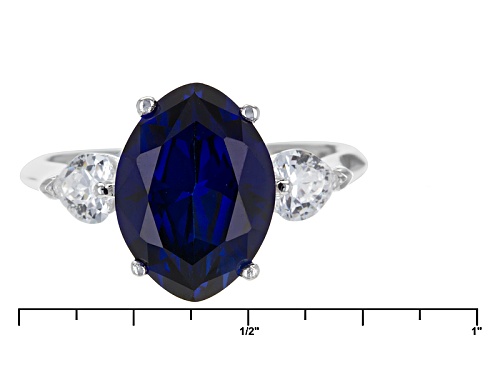 Pre-Owned Bella Luce ® 5.49ctw Lab Created Sapphire & White Diamond Simulant Rhodium Over Sterling H - Size 5
