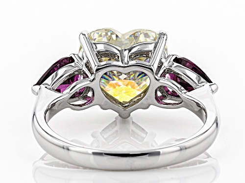 Pre-Owned 5.30CT STRONTIUM TITANATE AND 1.76CTW GRAPE COLOR GARNET RHODIUM OVER SILVER RING - Size 6