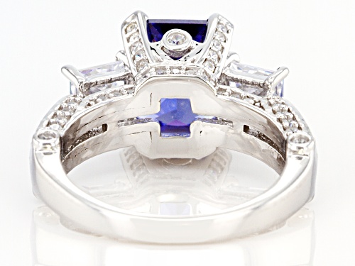 Pre-Owned Bella Luce ® Esotica™ 8.04ctw Tanzanite And White Diamond Simulants Rhodium Over Silver Ri - Size 9