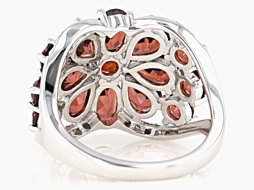 Pre-Owned 5.16ctw Mixed Shape Vermelho Garnet(TM) & Diamond Accent Rhodium Over Silver Band Ring - Size 8