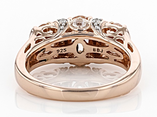 Pre-Owned 1.23CTW OVAL MORGANITE WITH .40CTW WHITE ZIRCON 18K ROSE GOLD OVER SILVER RING - Size 8