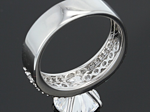 Pre-Owned Bella Luce ® Dillenium Cut 5.70ctw Round Rhodium Over Sterling Silver Ring - Size 7