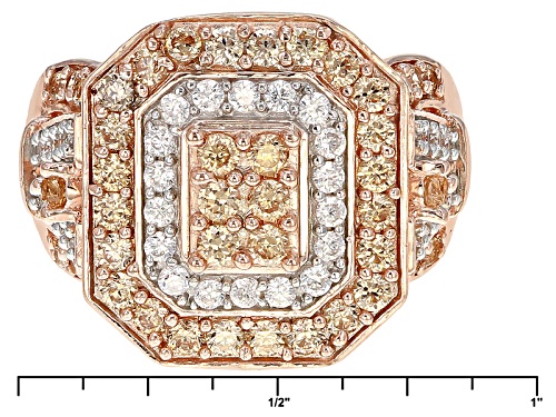 Pre-Owned Bella Luce ® 3.10ctw Champagne & White Diamond Simulant Round Eterno ™ Rose Ring (1.57ctw - Size 10