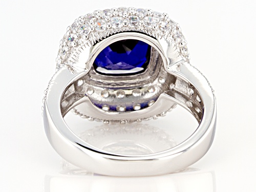 Pre-Owned Bella Luce® 6.65ctw Lab Created Blue Sapphire And White Diamond Simulants Sterling Silver - Size 5