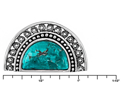 Pre-Owned Southwest Style By Jtv™ Crescent Shape Cabochon Turquoise Sterling Silver Solitaire Ring - Size 5