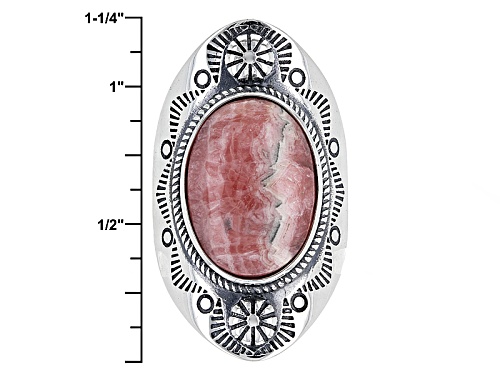 Pre-Owned Southwest Style By Jtv™ 18x13mm Oval Rhodochrosite Sterling Silver Solitaire Ring - Size 6