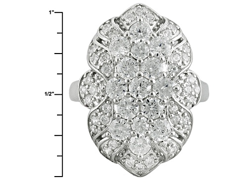 Pre-Owned Bella Luce ® 3.58ctw Diamond Simulant Round Rhodium Over Sterling Silver Ring (2.12ctw Dew - Size 5