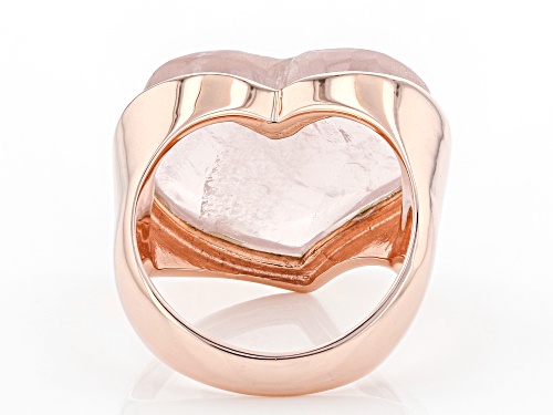 Pre-Owned 21x17mm Fancy Heart-shaped Cabochon Rose Quartz 18K Rose Gold Over Sterling Silver Solitai - Size 7