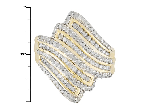 Pre-Owned Engild™ 1.20ctw Round White Diamond 14k Yellow Gold Over Sterling Silver Bypass Ring - Size 5