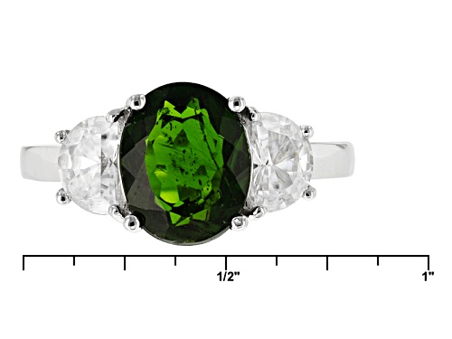 Pre-Owned 2.50ct Oval Russian Chrome Diopside With 1.31ctw Crescent Shape White Zircon Sterling Silv - Size 8