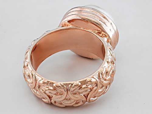 Emulous™ 12-13mm White Cultured Freshwater Pearl 18k Rose Gold Over Bronze Byzantine Ring - Size 4