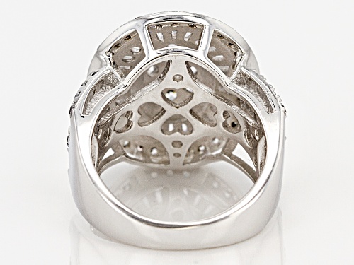 Pre-Owned Bella Luce ® 3.63ctw Round And Baguette Rhodium Over Sterling Silver Ring - Size 8