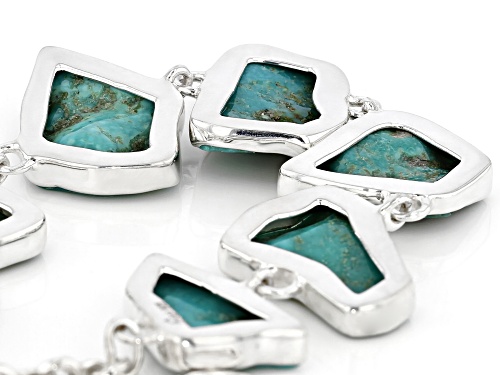 Pre-Owned Artisan Collection Of India™ Free Form Tumbled Tibetan Turquoise Sterling Silver Bracelet - Size 7.5