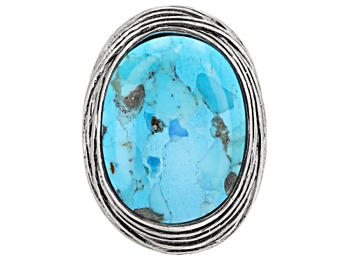 Pre-Owned Southwest Style by JTV™ Oval Turquoise Sterling Silver Ring - Size 9