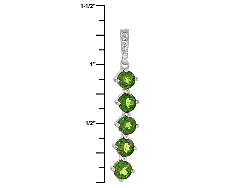 Pre-Owned 1.38ct Round Russian Chrome Diopside With .05ctw Round White Zircon Silver Pendant With Ch
