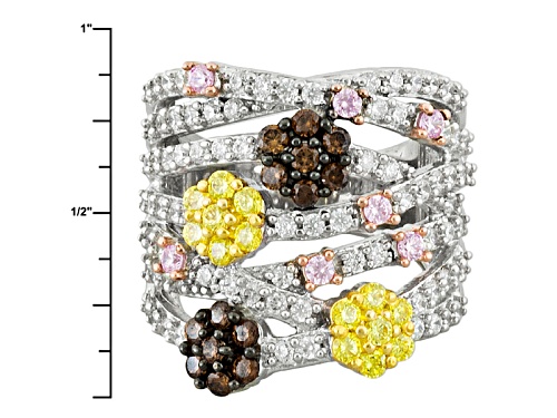 Pre-Owned Bella Luce ® 4.41ctw Multi-Color Diamond Simulant Rhodium Over Sterling Silver Ring (2.09c - Size 5