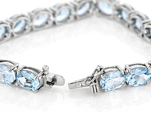 Pre-Owned Blue Topaz 44.00ctw Rhodium Over Sterling Silver Line Bracelet - Size 7.25