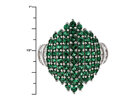 Pre-Owned Bella Luce ® 2.19ctw Emerald And White Diamond Simulants Rhodium Over Sterling Silver Ring - Size 5