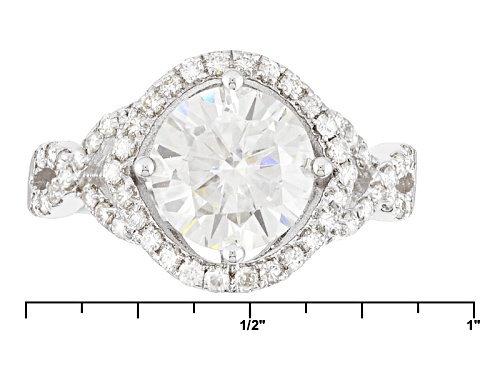 Pre-Owned Moissanite Fire® 3.20ct Diamond Equivalent Weight Round, Platineve™ Ring - Size 8