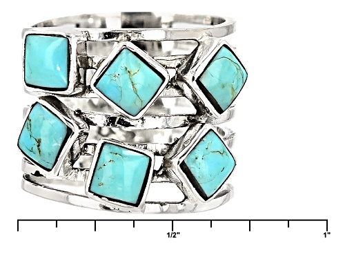 Pre-Owned Southwest Style By Jtv™ 5mm Square Cushion Kingman Turquoise Sterling Silver Ring - Size 5