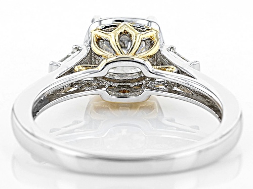 Pre-Owned Moissanite Fire® 1.48ctw Dew Platineve™ And 14k Yellow Gold Accent Over Platineve™ Ring - Size 11