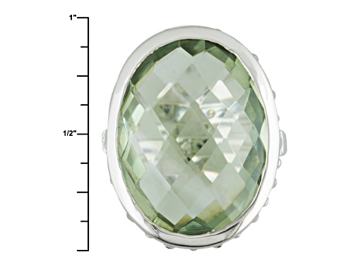 Pre-Owned 14.00ctw Oval Green Prasiolite Sterling Silver Solitaire Ring - Size 5