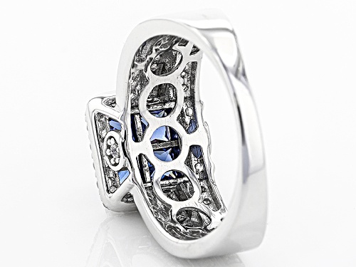 Pre-Owned Bella Luce ® 2.20ctw Sapphire And White Diamond Simulants Rhodium Over Sterling Silver Rin - Size 12