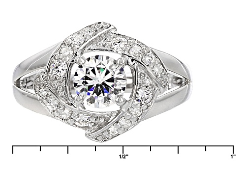 Pre-Owned Moissanite Fire ® 1.12ctw Diamond Equivalent Weight Round Platineve™ Ring. - Size 7