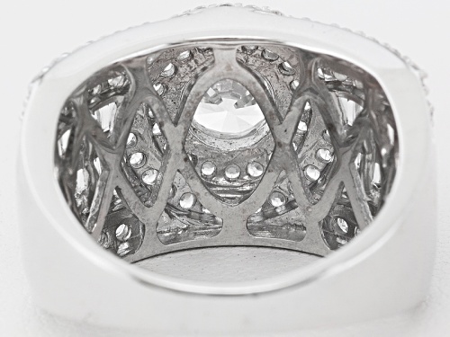 Pre-Owned Bella Luce ® 4.14ctw Round And Baguette Rhodium Over Sterling Silver Ring - Size 5