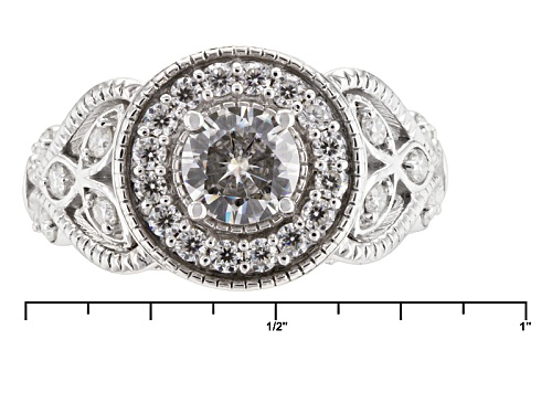 Pre-Owned Moissanite Fire ® 1.61ctw Dew Round Platineve™ Ring - Size 7