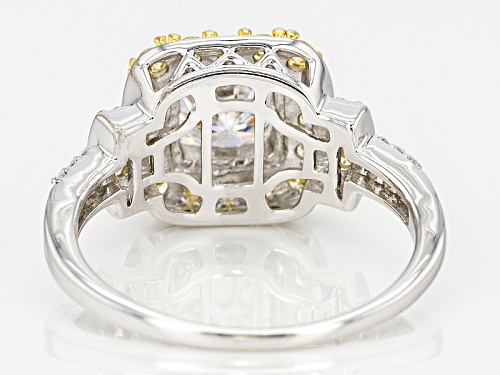 Pre-Owned Moissanite Fire® 1.82ctw Dew & .70ctw Natural Yellow Dia Platineve™ Ring With 14k Yg Accen - Size 10