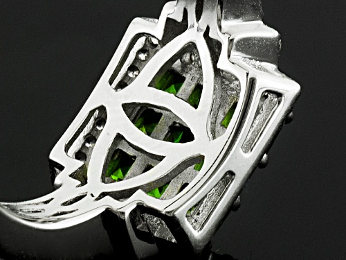 Pre-Owned .76ctw Square Russian Chrome Diopside With .59ctw Round White Zircon Sterling Silver Ring - Size 11