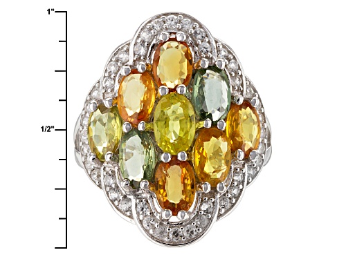 Pre-Owned 4.50ctw Oval Multi Sapphire And .15ctw Round White Zircon Sterling Silver Ring - Size 11