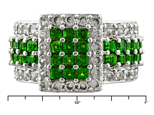 Pre-Owned 1.90ctw Square Russian Chrome Diopside With 1.61ctw Round White Zircon Sterling Silver Rin - Size 5