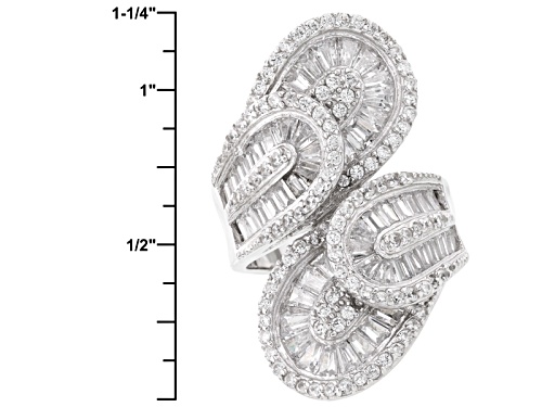Pre-Owned Bella Luce ® White Diamond Simulant 5.96ctw Rhodium Over Sterling Silver Ring (3.64ctw Dew - Size 6