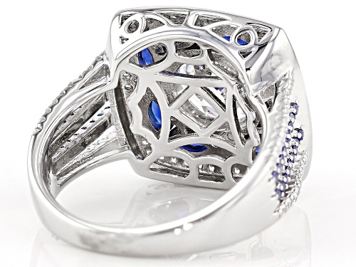 Pre-Owned Bella Luce ® 7.13CTW Lab Created Sapphire & White Diamond Simulant Rhodium Over Silver Rin - Size 7