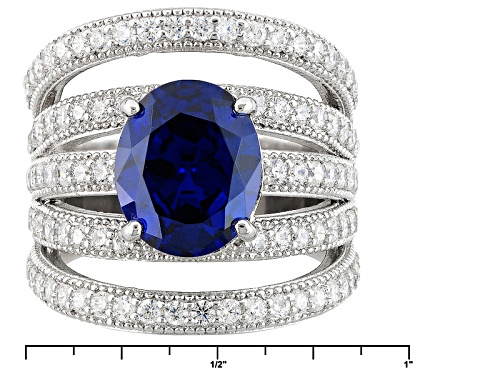Pre-Owned Charles Winston For Bella Luce 8.41ctw Tanzanite/White Diamond Simulants Rhodium Over Ster - Size 5