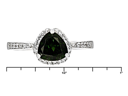 Pre-Owned 1.25ct Trillion Russian Chrome Diopside And .25ctw Round White Zircon Sterling Silver Ring - Size 8