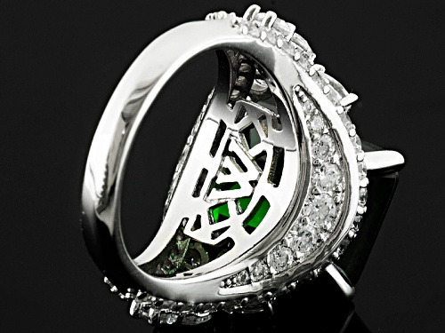 Pre-Owned Charles Winston For Bella Luce ® Emerald Simulant & Diamond Simulants Rhodium Over Sterlin - Size 6