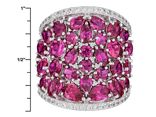 Pre-Owned 9.58ctw Round, Oval And Pear Shape Lab Created Ruby With .96ctw Round White Zircon Silver - Size 4