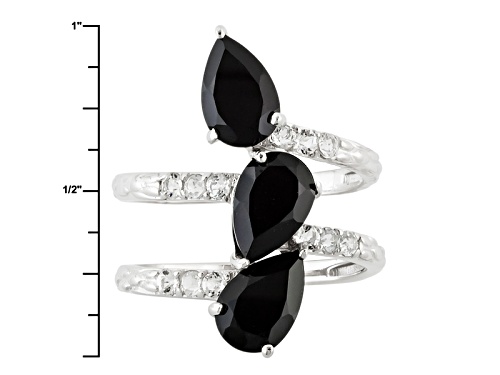 Pre-Owned  Pear Shape Black Onyx With .36ctw Oval White Topaz Sterling Silver Ring - Size 6