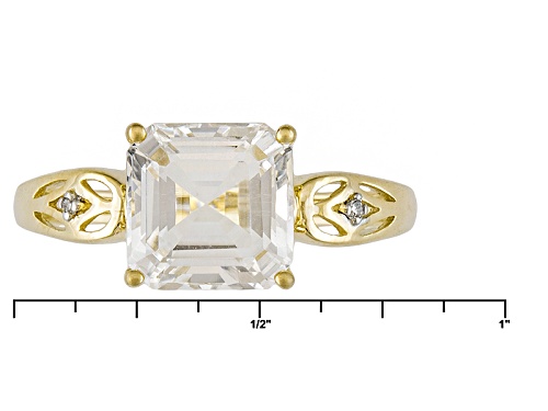Pre-Owned 2.20ct Asscher Cut Danburite And .01ctw Round White Two Diamond Accent 10k Gold Ring - Size 11