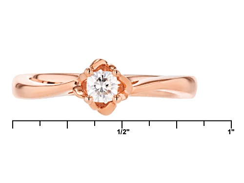 Pre-Owned Moissanite Fire® .16ct Dew Cushion Cut 14k Rose Gold Over Silver Ring - Size 11