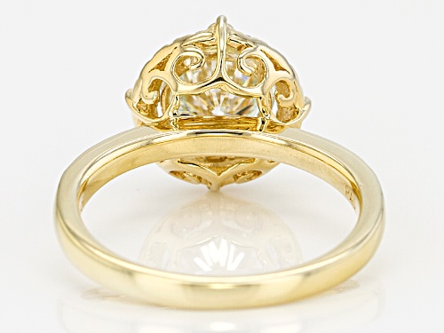 Pre-Owned Moissanite Fire® 1.90ctw Diamond Equivalent Weight Round 14k Yellow Gold Over Sterling Sil - Size 11